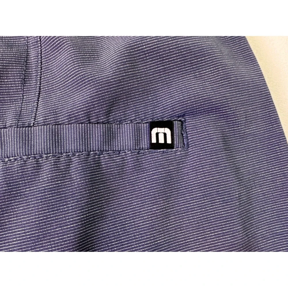 TravisMathew Golf Shorts Blue Heathered Stripe Performance Stretch Hybrid Men 33